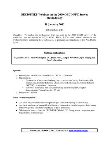 OECD/UNEP Webinar On The 2009 OECD PFC Survey Methodology 31 January 2012