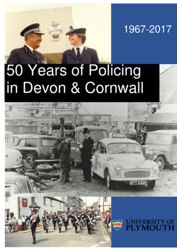 50 Years Of Policing In Devon & Cornwall - University Of Plymouth