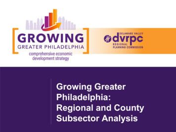 Growing Greater Philadelphia: Regional And County Subsector Analysis