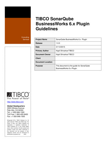 TIBCO SonarQube BusinessWorks 6.x Plugin Guidelines