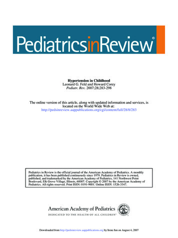 Hypertension In Childhood Leonard G. Feld And . - Stanford Medicine