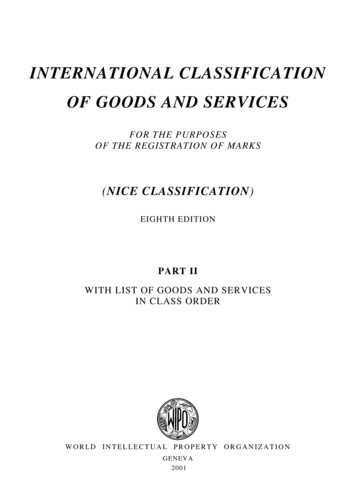 International Classification Of Goods And Services - Wipo