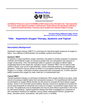 Hyperbaric Oxygen Therapy, Systemic And Topical - Bcbsm