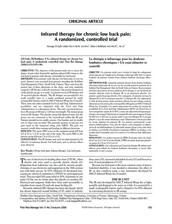 Infrared Therapy For Chronic Low Back Pain: A Randomized . - Hindawi