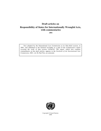 Draft Articles On Responsibility Of States For Internationally . - Un