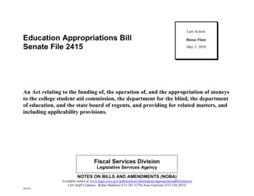 Last Action: Education Appropriations Bill House Floor Senate File 2415 .