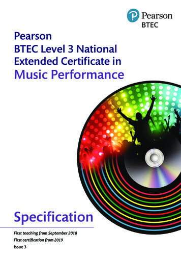 Pearson BTEC Level 3 National Extended Certificate In Music . - Edexcel