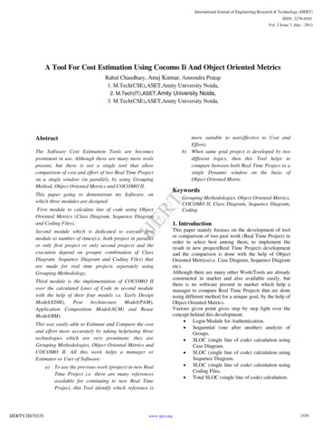 A Tool For Cost Estimation Using Cocomo Ii And Object Oriented . - IJERT