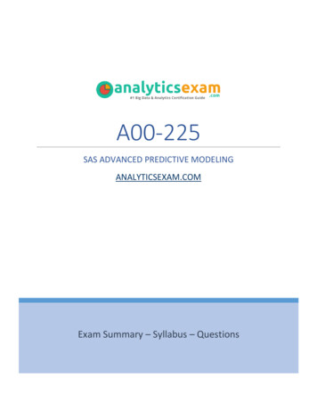 SAS Advanced Predictive Modeling - AnalyticsExam