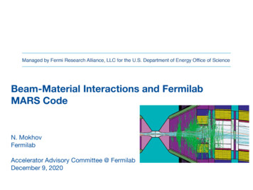 Beam-Material Interactions And Fermilab MARS Code