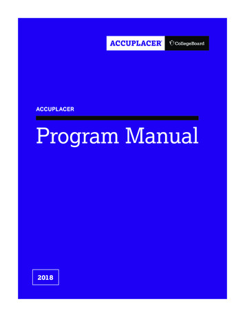 ACCUPLACER Program Manual - College Board