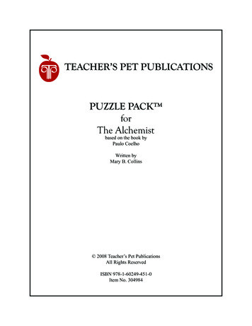 TEACHER'S PET PUBLICATIONS PUZZLE PACK For The Alchemist