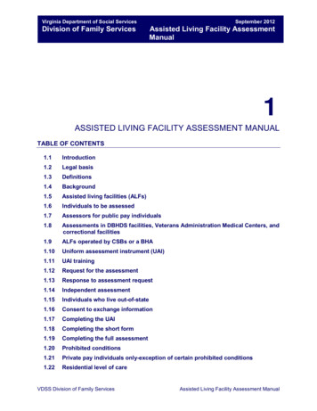Assisted Living Facility Assessment Manual