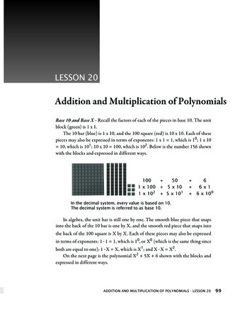 Addition And Multiplication Of Polynomials - Sonlight