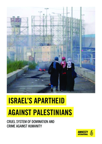 Israel'S Apartheid Against Palestinians