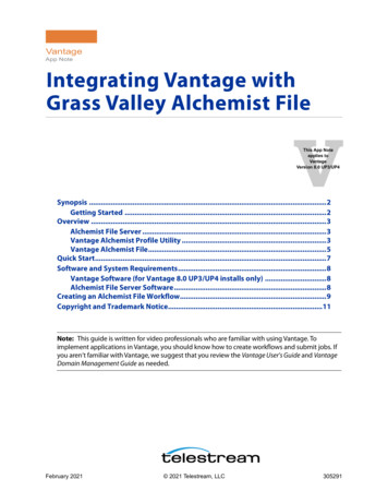 Integrating Vantage With Alchemist File - Telestream, LLC