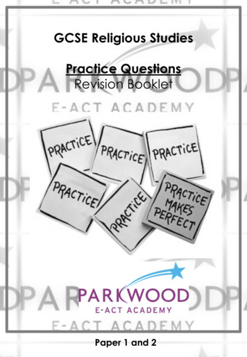 GCSE Religious Studies Practice Questions - Parkwood Academy