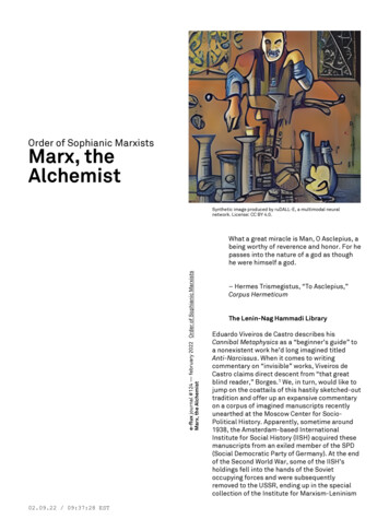 Order Of Sophianic Marxists Marx, The Alchemist