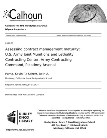 Assessing Contract Management Maturity: U.S. Army Joint Munitions And .