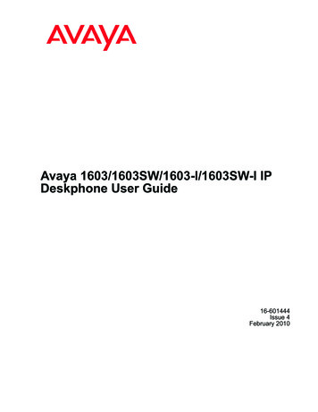 Avaya 1603/1603SW/1603-I/1603SW-I IP Deskphone User Guide