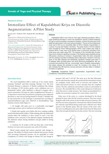 Immediate Effect Of Kapalabhati Kriya On Diastolic Augmentation: A .