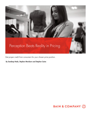 Perception Beats Reality In Pricing - Bain & Company