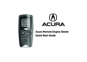 Acura Remote Engine Starter Quick Start Guide - Honda