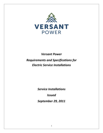 BHE Guide To Electrical Service Installations - Versant Power