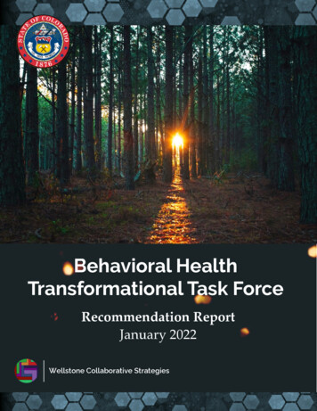 Behavioral Health Transformational Task Force - Colorado