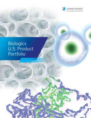 Biologics U.S. Product Portfolio - Zimmer Biomet