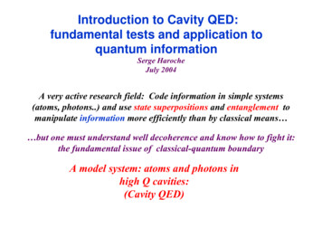 Introduction To Cavity QED: Fundamental Tests And Application To .
