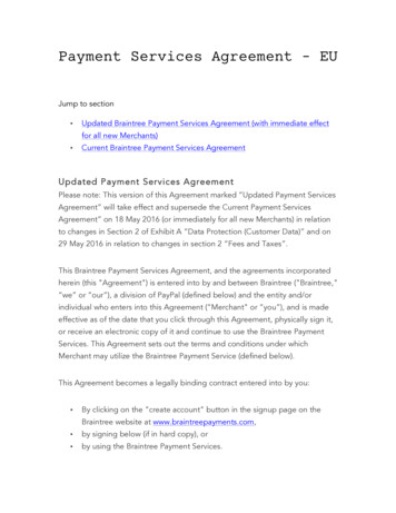 Payment Services Agreement - EU - Braintree Payments