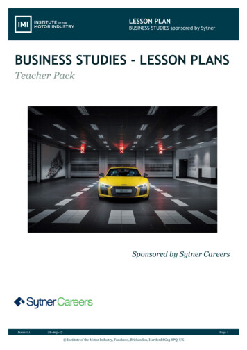 BUSINESS STUDIES - LESSON PLANS - Autocity