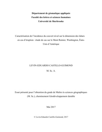 Département De Géomatique Appliquée Faculté Des Lettres Et Sciences .