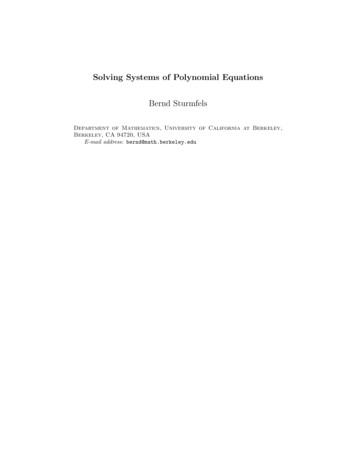 Solving Systems Of Polynomial Equations Bernd Sturmfels