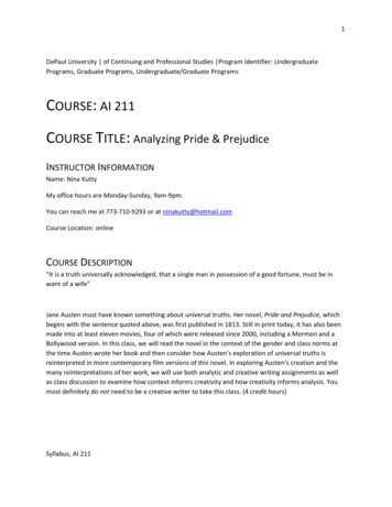 C TITLE Analyzing Pride & Prejudice - DePaul University