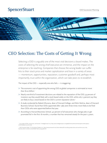 CEO Selection: The Costs Of Getting It Wrong - Spencer Stuart