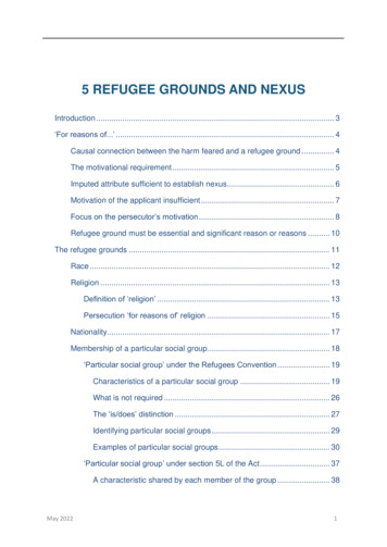 5 REFUGEE GROUNDS AND NEXUS - Administrative Appeals Tribunal
