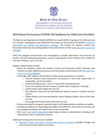 2019 Novel Coronavirus (COVID‐19) Guidance For Child Care Providers