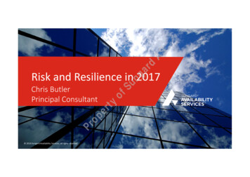 AS Risk And Resilience In 2017 Sungard