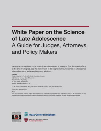 White Paper On The Science Of Late Adolescence