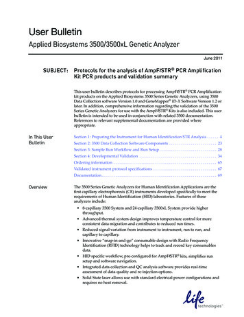 Applied Biosystems 3500/3500xL Genetic Analyzer User Bulletin (PN 4469192A)