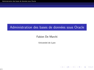 Administration Des Bases De Données Sous Oracle - CNRS