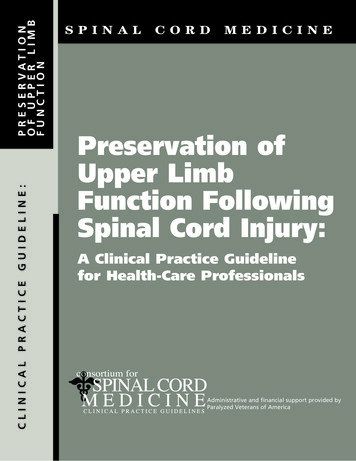 Preservation Of Upper Limb - Paralyzed Veterans Of America