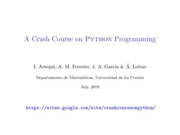 A Crash Course On Python Programming