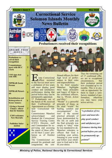 Correctional Service Solomon Islands Monthly News Bulletin