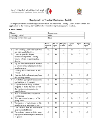 Questionnaire On Training Effectiveness Part (1) Course Details
