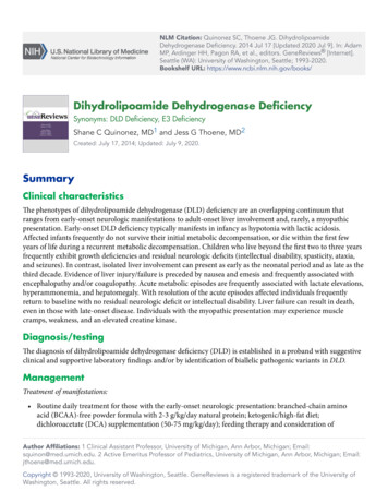 Dihydrolipoamide Dehydrogenase Deficiency - WordPress 