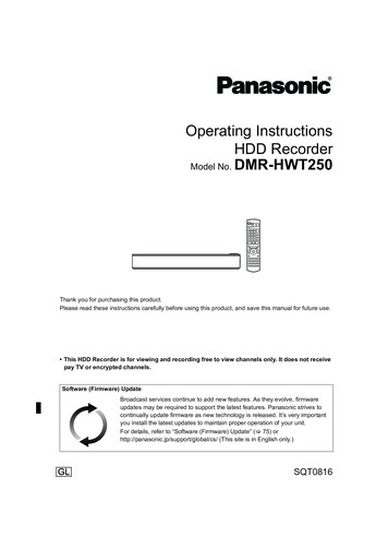 Operating Instructions HDD Recorder Model No. DMR-HWT250