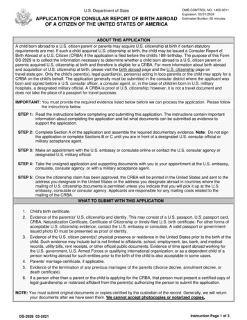 U.S. Department Of State OMB CONTROL NO. 1405-0011 /20 APPLICATION FOR .